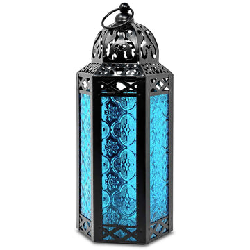 Decorative Indoor Moroccan Candle Holder, Blue, M