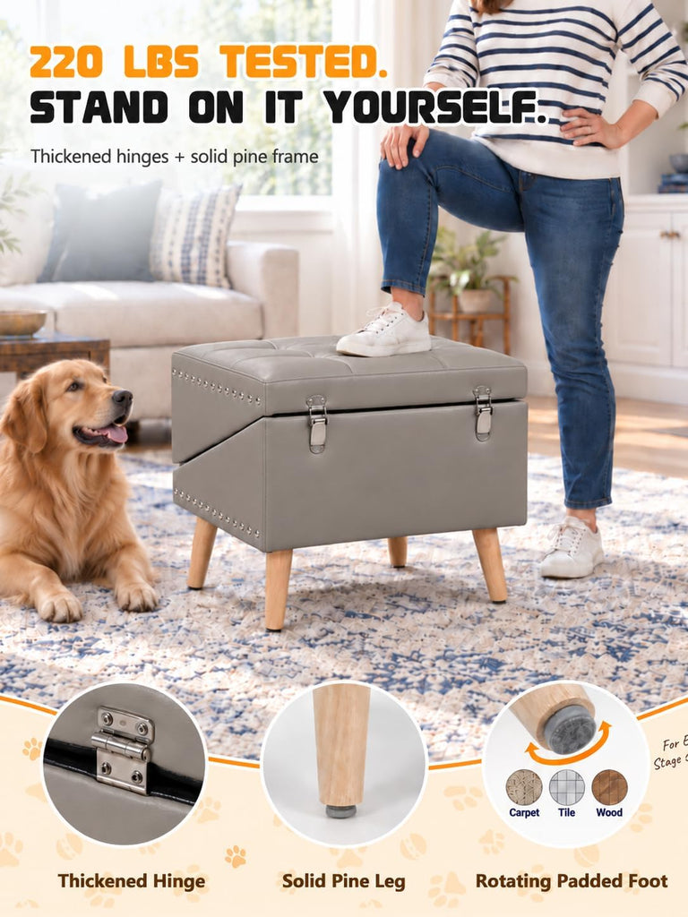 Dog Stairs for Couch, 3-in-1 Dog Safety Ramp and Storage Ottoman