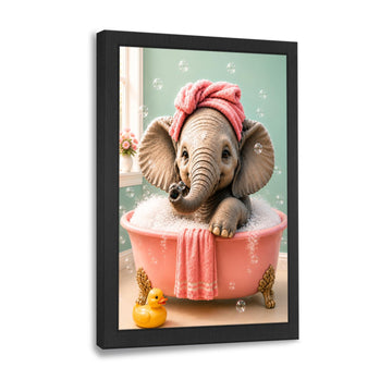 Framed Bathroom Wall Art Cute Elephant Print Pictures Decor 16"x24"