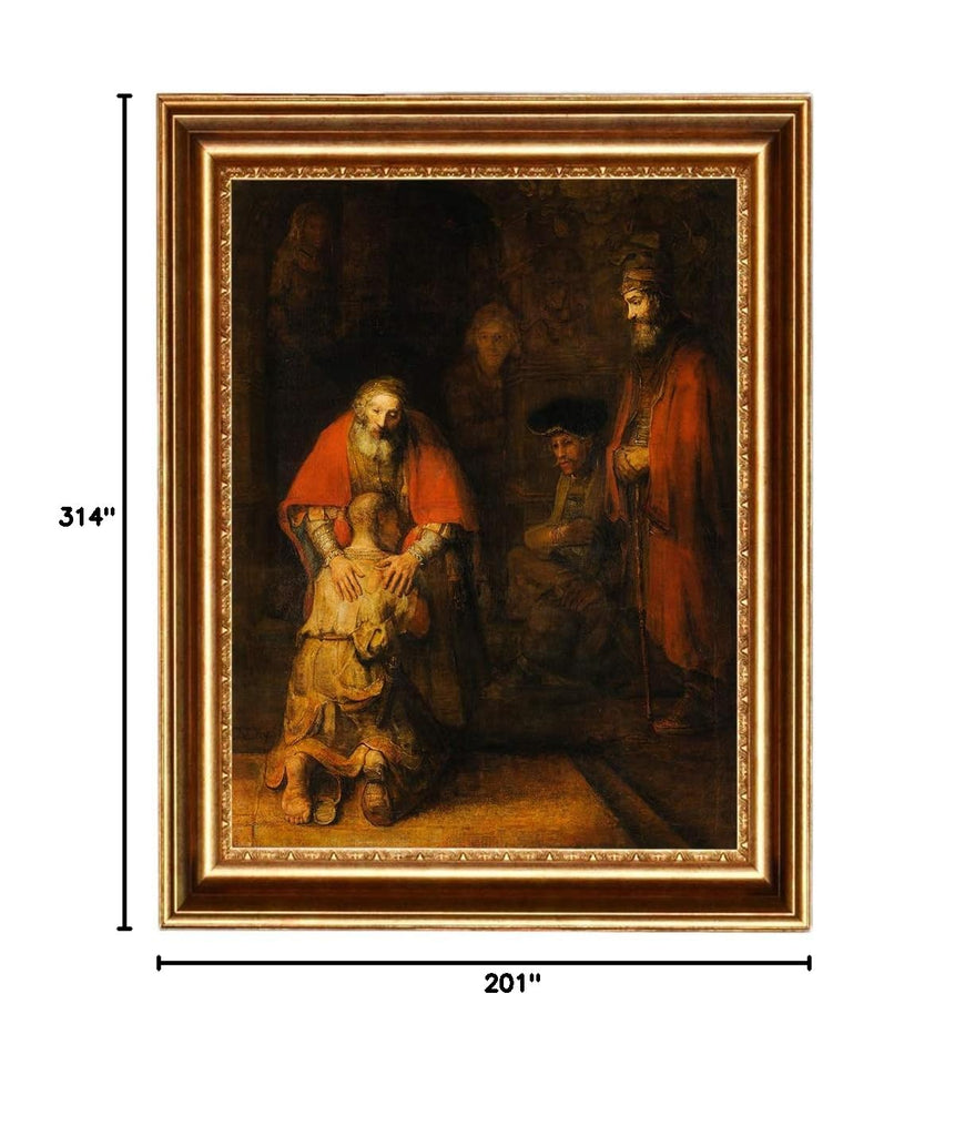 The Return of the Prodigal Son By Rembrandt Oil Painting Reproduction Giclee Wall Art Canvas Prints-Framed Size: 20
