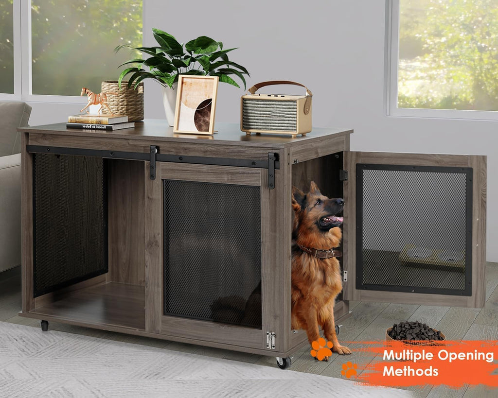 Grey Heavy Duty Wooden XXL Dog Crate Furniture for Extra Large Dogs