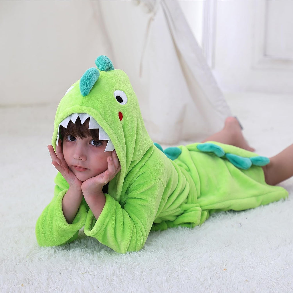 Boys' Girls' Hooded Bathrobe Soft Animal Plush Robe Kids Sleepwear