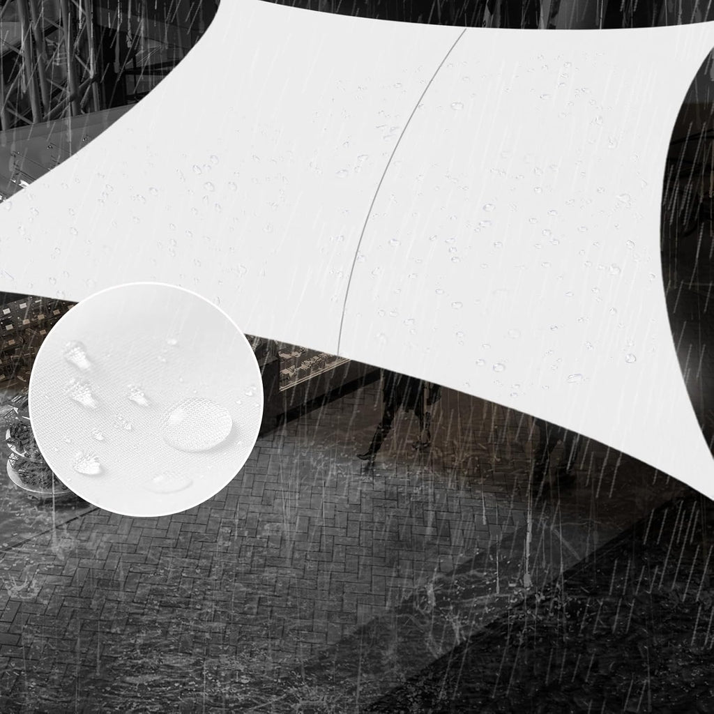Waterproof Sun Shade Sail 10' x 13' White Rectangle UV Block Sunshade for Backyard Yard Deck Patio Garden Outdoor