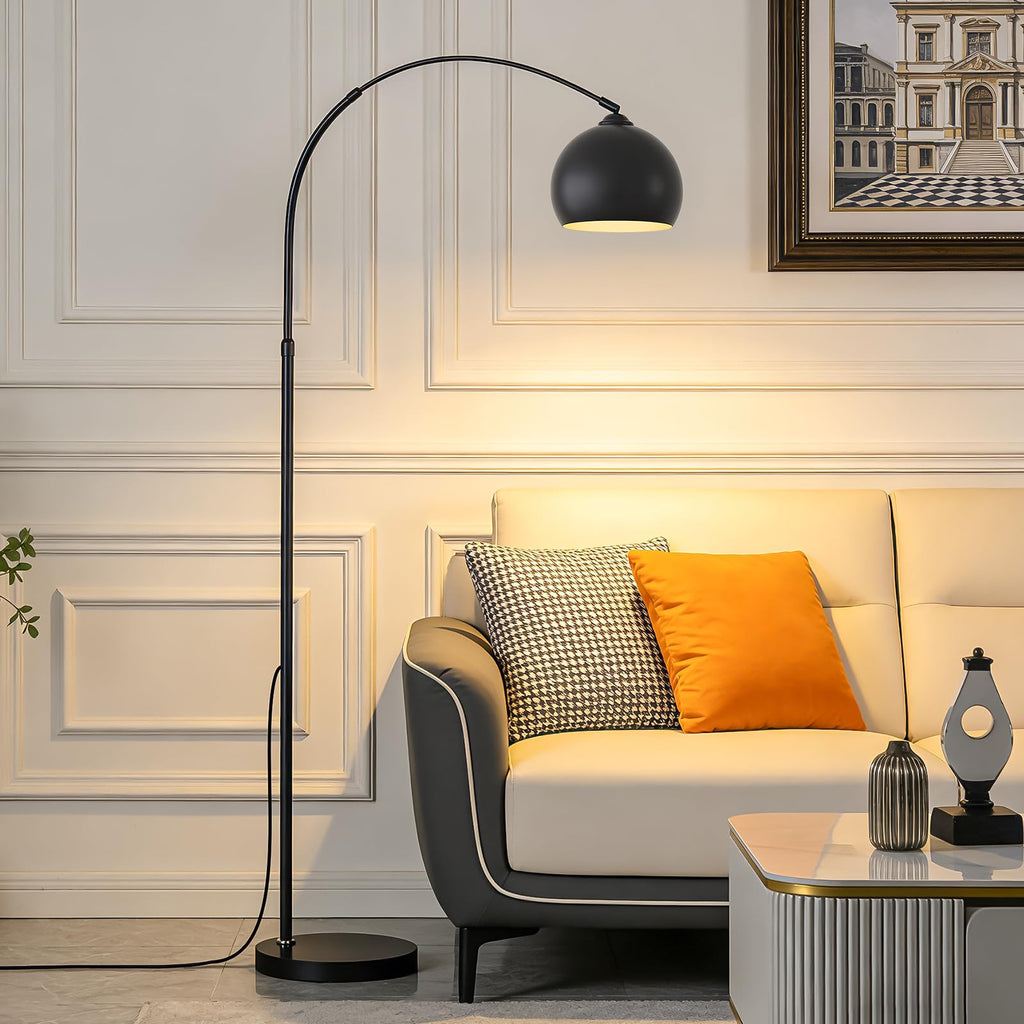 Black Minimalism Arc Floor Lamps with 12W LED Remote Dimming