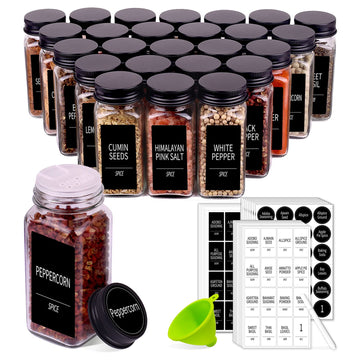 36 Pack Glass Spice Jars with Labels, 4oz Spice Containers