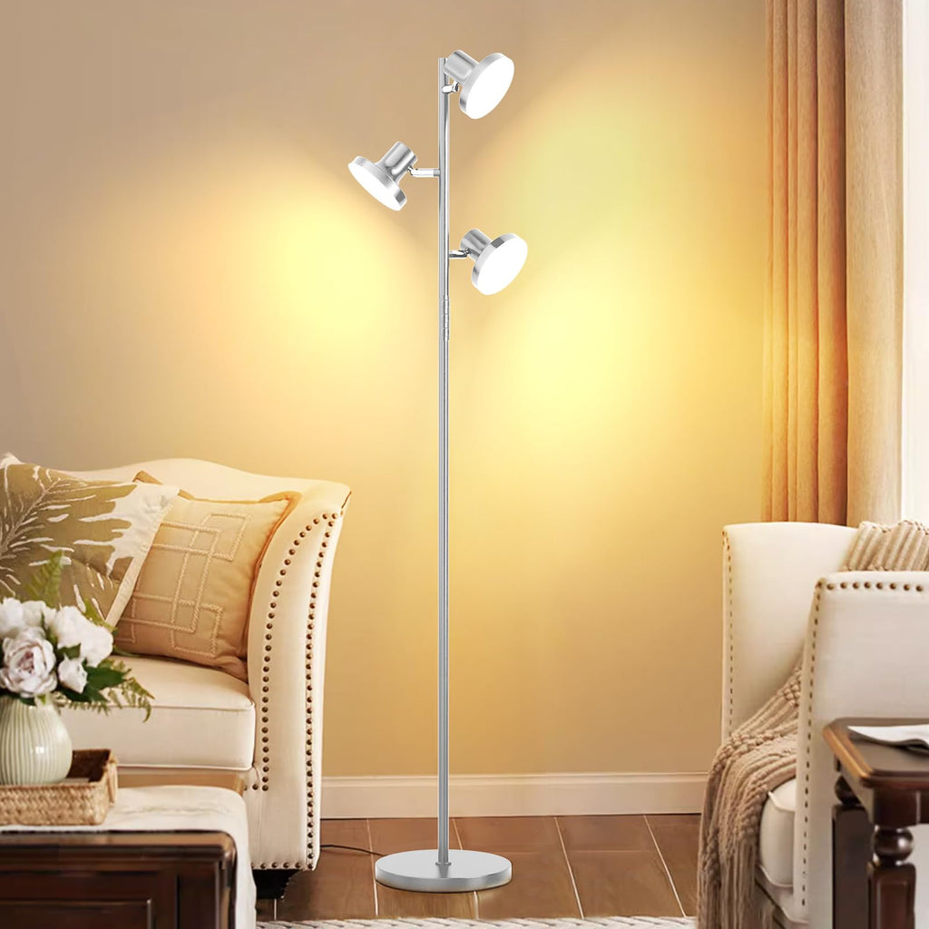 36W LED Tree Floor Lamp, Modern Dimmable Standing Lamp with Remote & Touch Control, 4 Color Temperatures, 3 Rotatable
