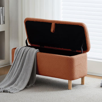 Storage Bench Bedroom Bench Sherpa Ottoman Storage Entryway Rectangular Boucle Foot Rest Stool Padded Seat