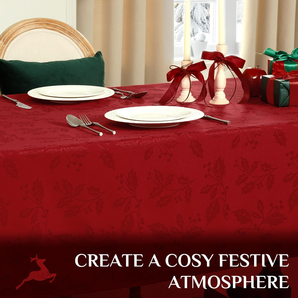 Christmas Jacquard Rectangle Tablecloth, 60 x 84 inch, Red