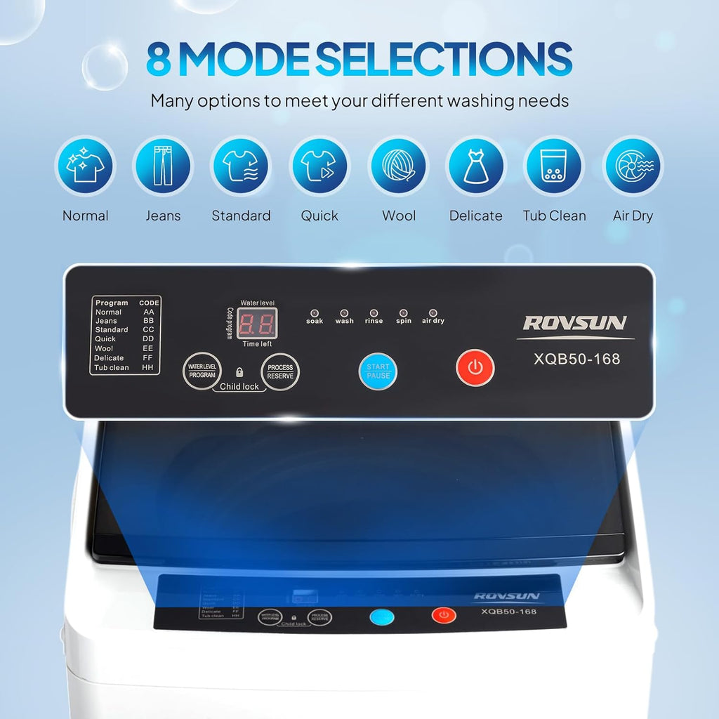 17.8LBS Full-Automatic Washing Machine and 1.8CuFt Portable Clothes Dryer Set, Compact Laundry Washer and Dryer Combo