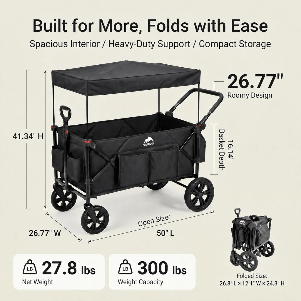 Kids Foldable Wagon Stroller for 2 Kids, Deep Seat 2 Seater Stroller Wagon