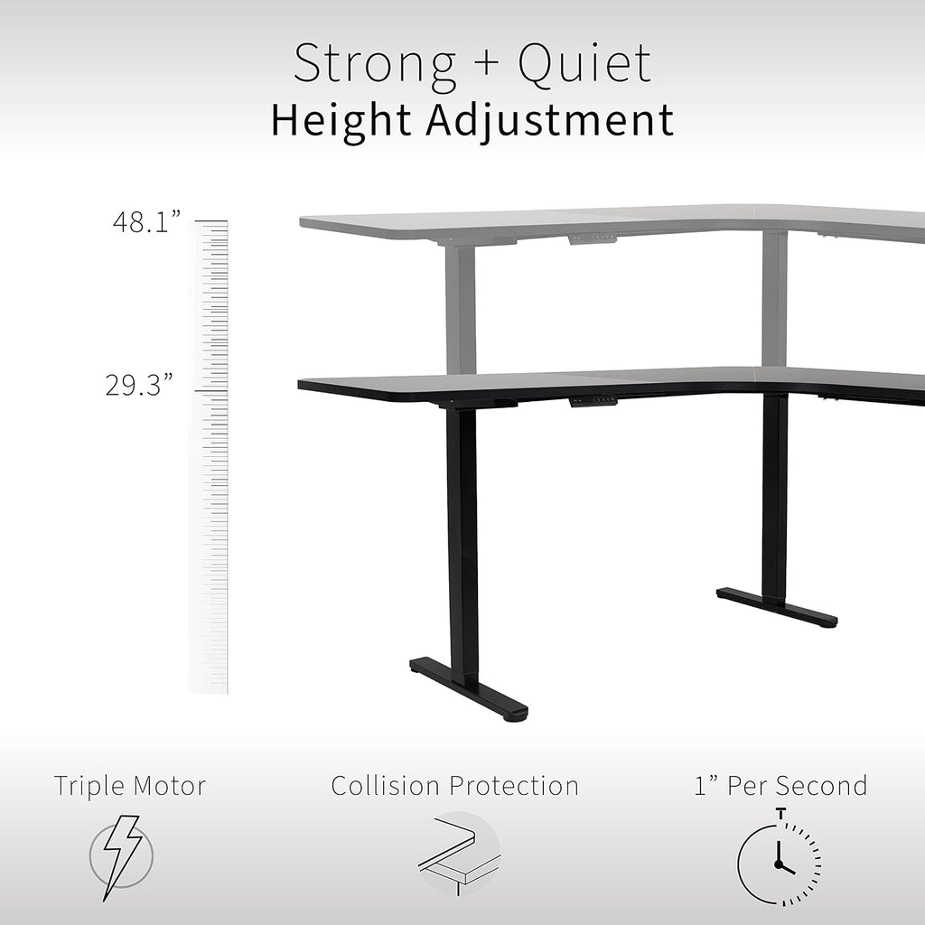 Light Wood 71 x 71 in Corner Standing Desk, DESK-KIT-E3CWC | Electric, Triple Motor, Holds 264 lbs, Sit Stand