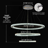 LED Chandelier, Modern Ceiling Light Fixture with 3 Crystal Chandelier Lighting Rings, DIY & 3-Color Changing 3 Rings Adjustable Chandeliers for Living Room Dining Room Kitchen, D 12"-20"-28" A100-B00NJKH7DQ