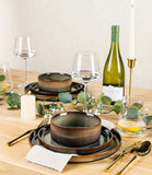 Ceramic Dinnerware Sets for 4, 12 Pieces Porcelain Lightweight Speckled Plates and Bowls Sets