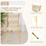 Velvet Dining Chairs Set of 6 with Gold Metal Legs, Modern Upholstered Kitchen Chairs