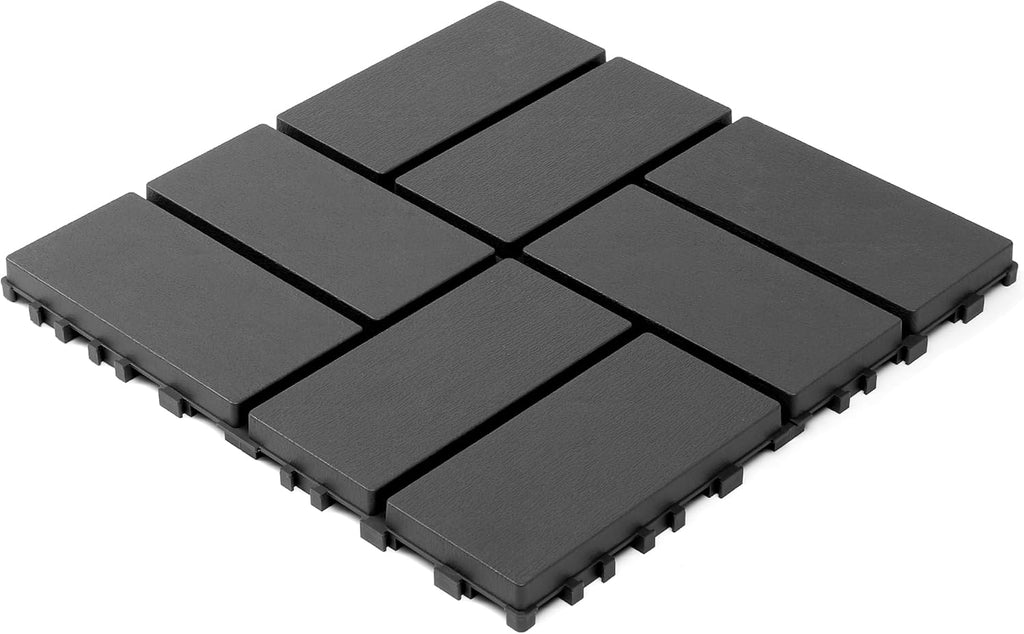 12"x12"Interlocking Plastic Deck Tiles, Pack of 44, Heavy Duty PP Patio Floor Tiles, Weather Resistant Modular Flooring