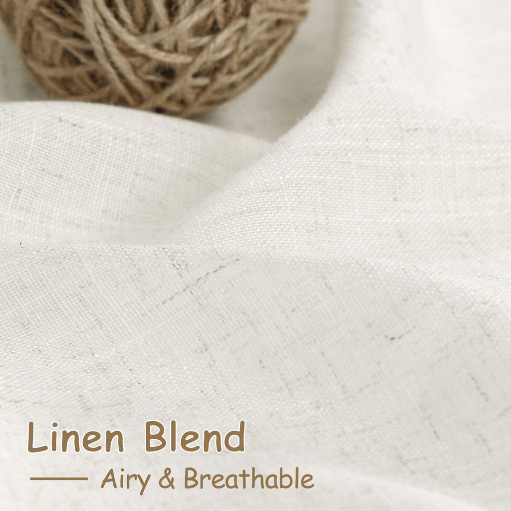 Extra Long Linen Curtains 130 Inches Cream Natural 2 Panels