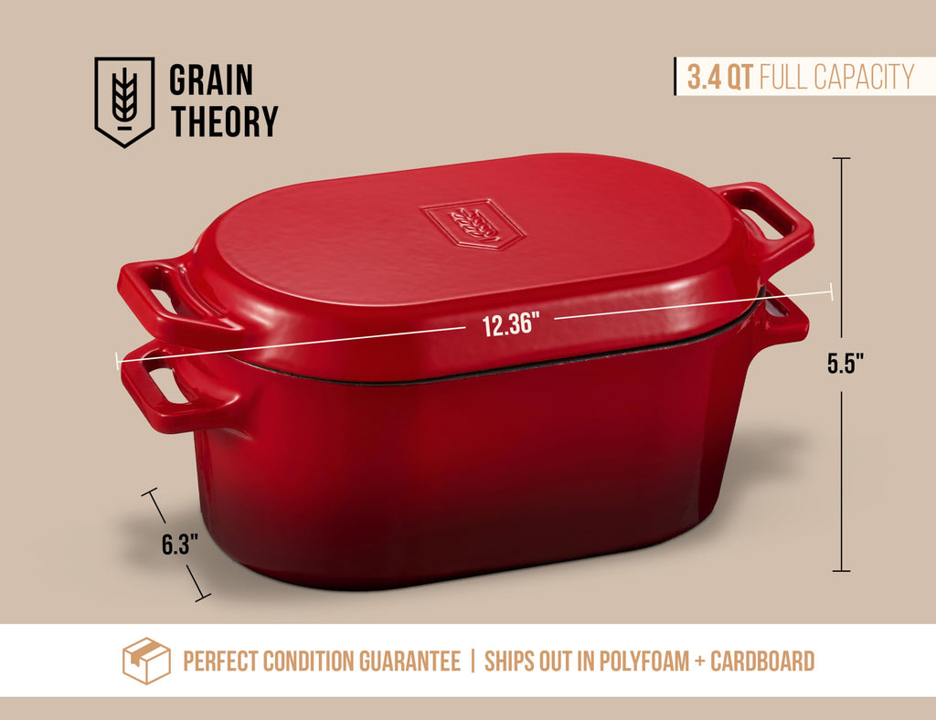 Oval Dutch Oven, for Bread Baking, Sourdough Loaf Pan, Dual Handles, Enameled Cast Iron, with Sling, Dishwasher Safe
