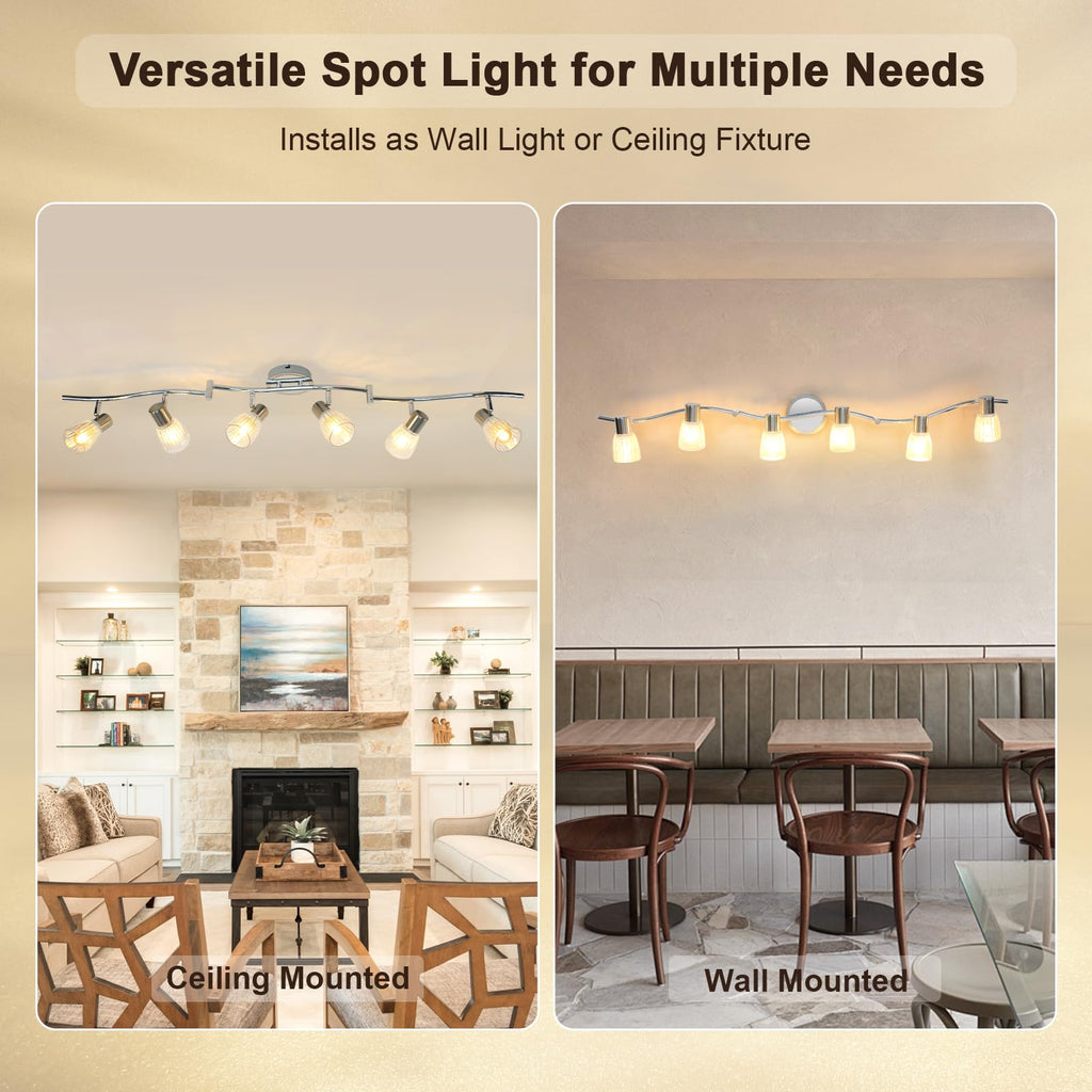 Track Lighting, Flexible Ceiling Light Fixture w/Glass Shade
