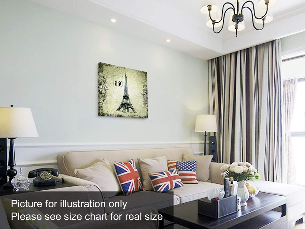 Paris Eiffel Tower, Cities Canvas Wall Home Decor, Framed Ready to Hang (12"x12"x1.5")