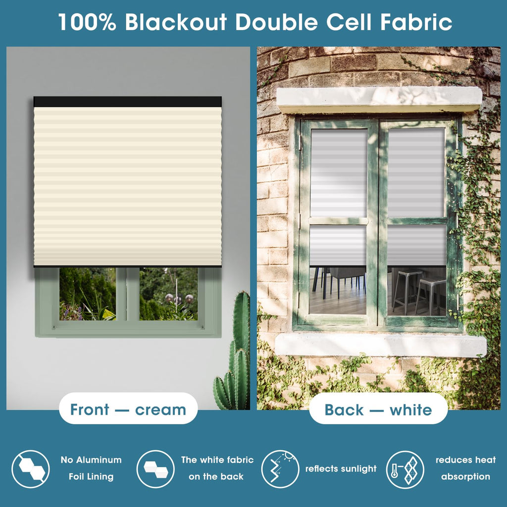 Motorized Cellular Shades, 100% Blackout Double-Cell Cell Cream