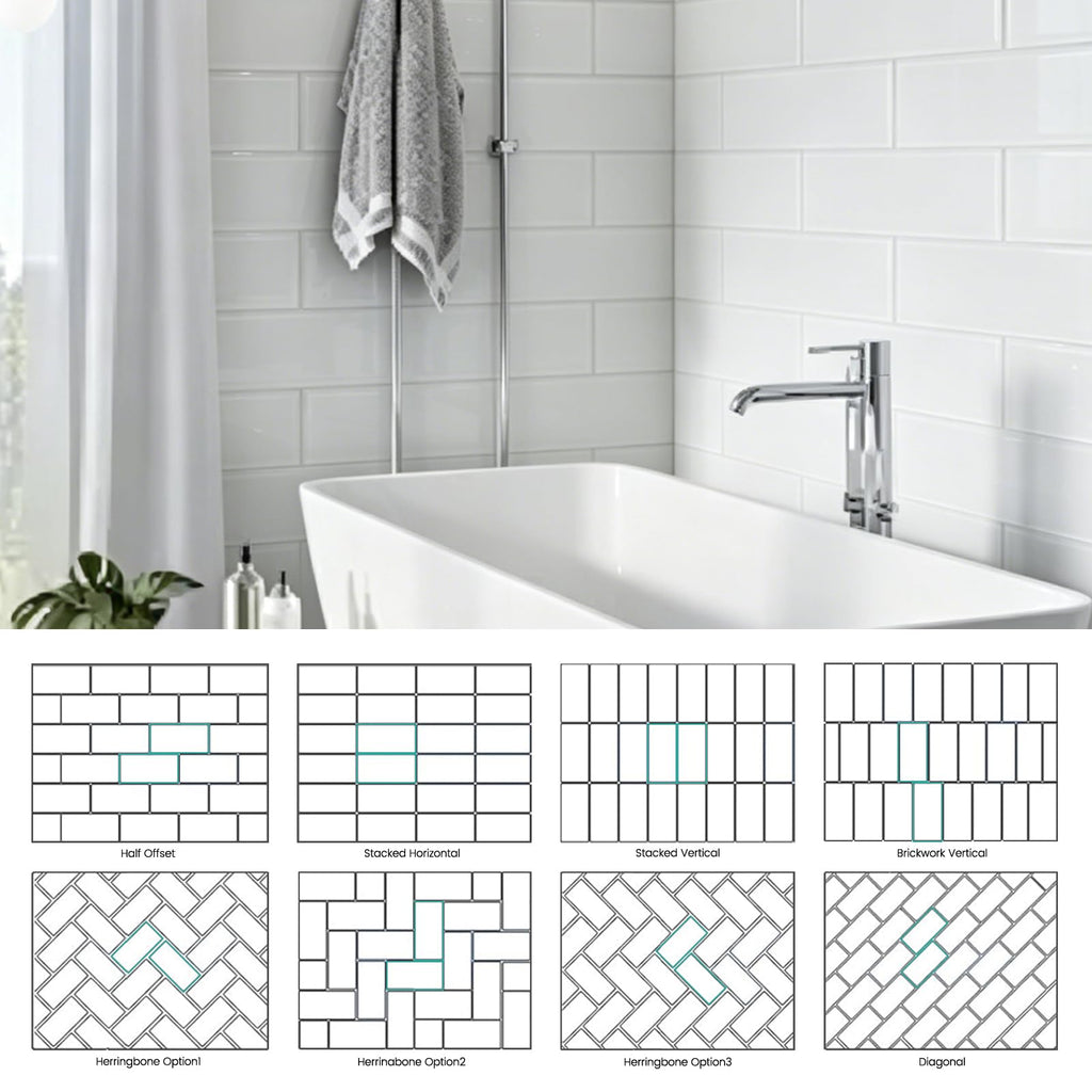 White Glass Subway Tile, Glass Kitchen Shower Backsplash Wall, 4 x 12 Inches, 12Pcs, 4 Sq.Ft.