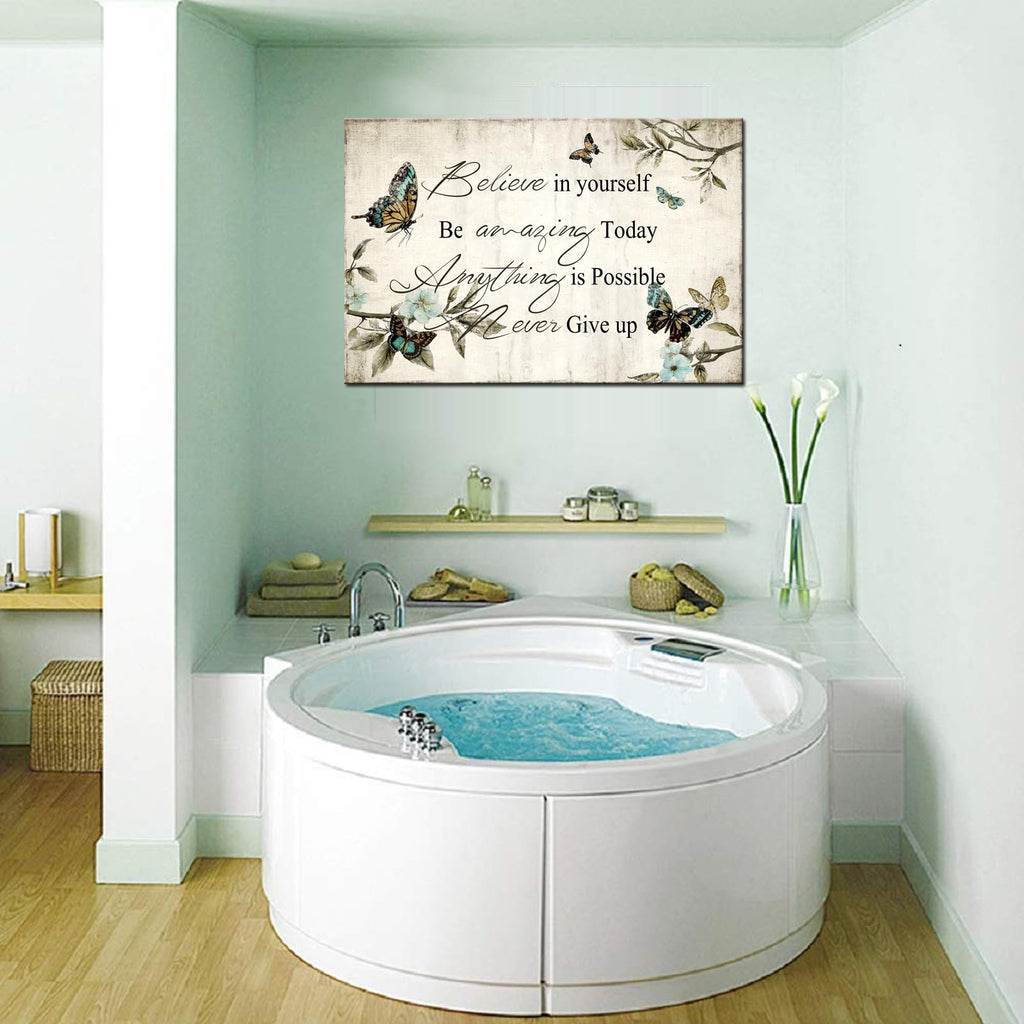 Inspirational Wall Art Encouraging Words with Butterfly Picture Canvas Artwork Motivational Quote Poster Framed