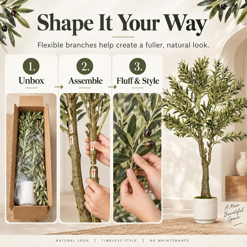 Artificial Olive Tree Faux Olive Plant Decor 4.6FT