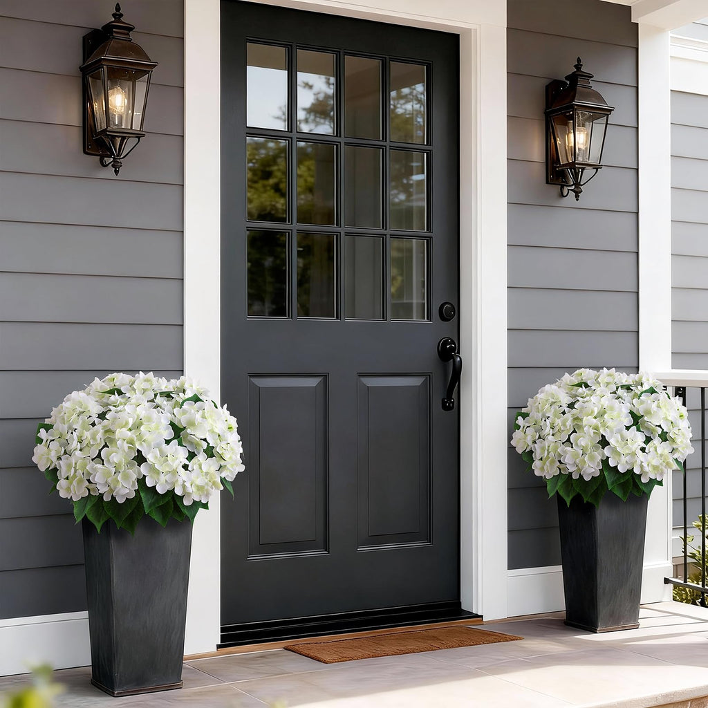2 Sets Artificial Flower Topiary Ball Trees for Porch (White)