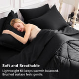 Queen Comforter Set Black - Bed in a Bag Queen 7 Pieces, Luxury Soft Bed Set for All Seasons