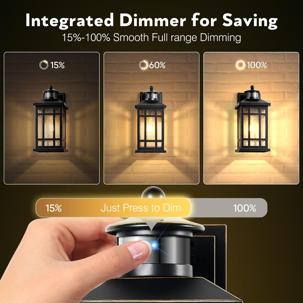 Outdoor Lights, Black Motion Sensor Outdoor Light with Gold Trim
