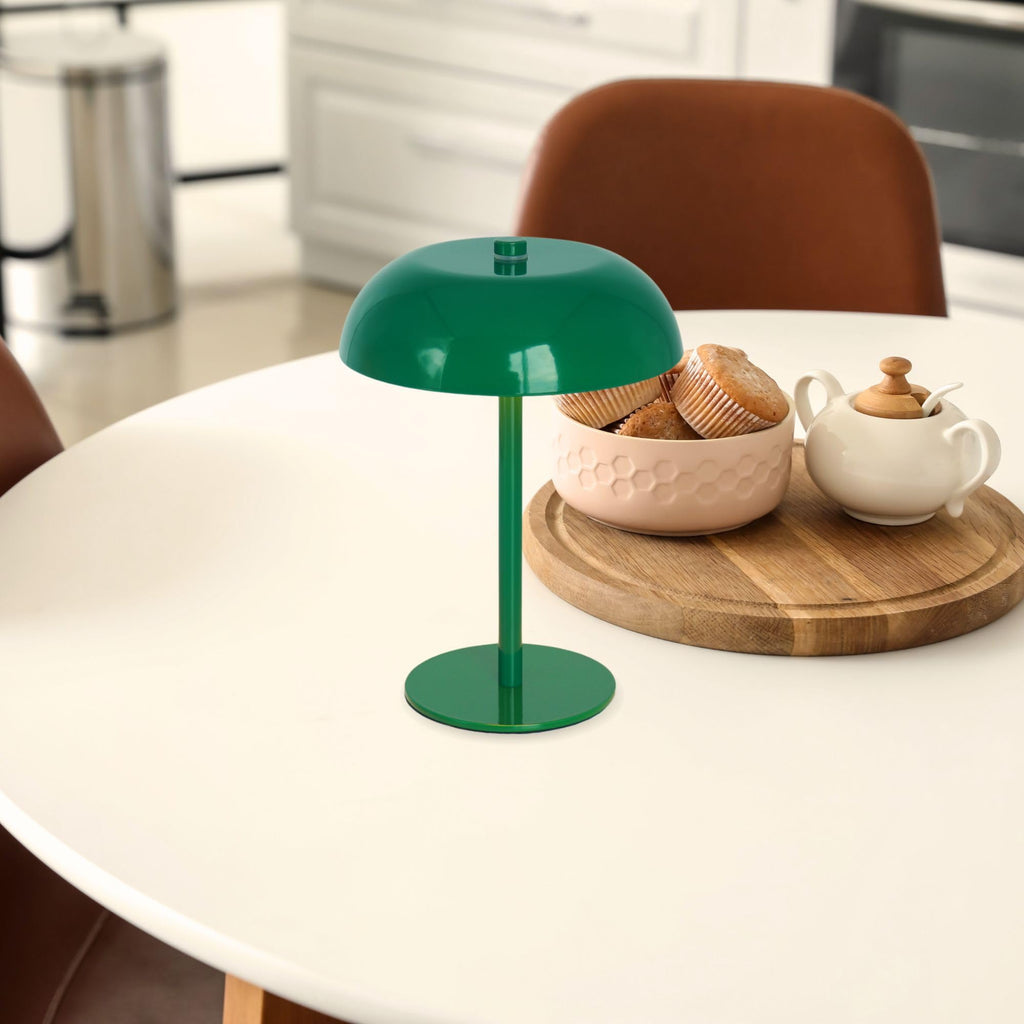 Cordless LED Mushroom Table Lamp, 5200mAh Battery, Dimmable 3 Color, Green