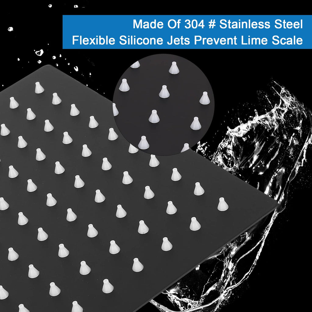 Shower Head with Extension Arm, High Pressure Square with ShowerArm, Stainless Steel Rainfall-Waterfall Full Body