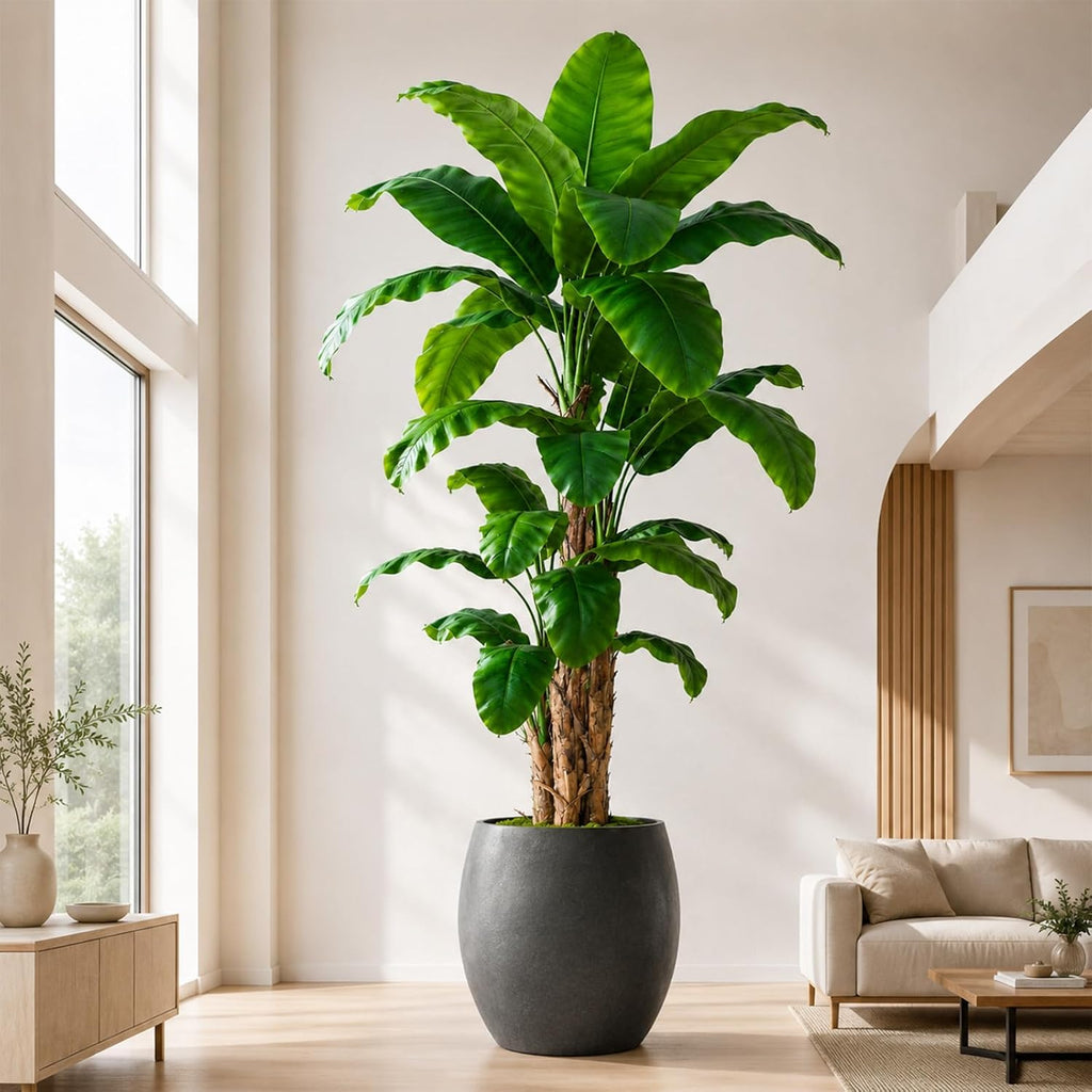 10ft Extra Tall Artificial Banana Tree, Fake Banana Leaf Plant with 27 Faux Banana Leaves, Perfect Indoor Outdoor