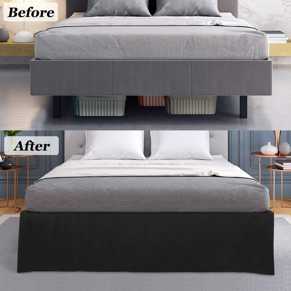 Pleated Bed Skirt, Bed Frame and Box Spring Cover - 16 Inch Tailored Drop Dust Ruffle Bedskirt, Wrinkle