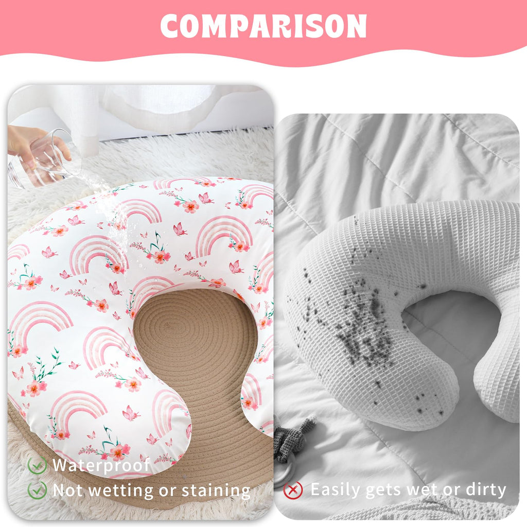 Baby Waterproof Nursing Pillow Cover, Stretchy Nursing Covers for Breastfeeding Pillows, Adorable Infant Feeding