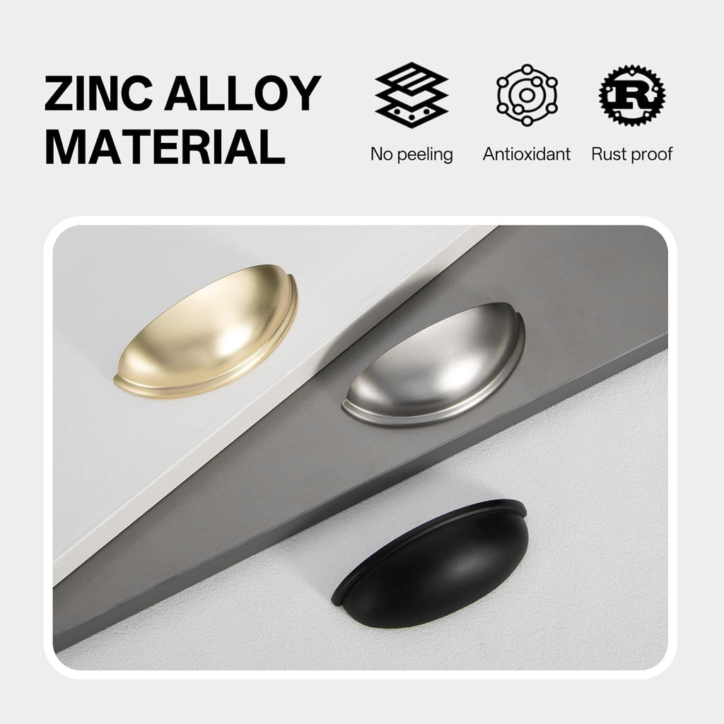 Hardware 10 Pack Cup Pull Cabinet Handles Brushed Nickel 3 Inch Cupboard Kitchen Handle Drawers Pulls