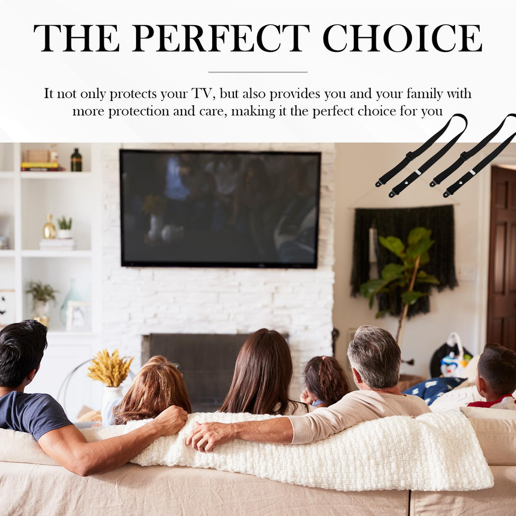 2 Pack Adjustable TV Safety Straps, Wall Anchors Prevent Falling Strap, No-Drill Adhesive Anti-Tip Furniture Anchors