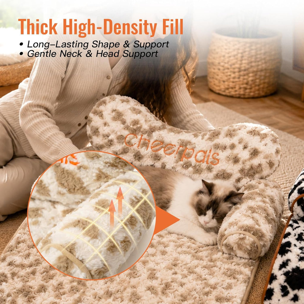 Calming Dog Bed Mat with Neck & Head Support for Indoor Cats