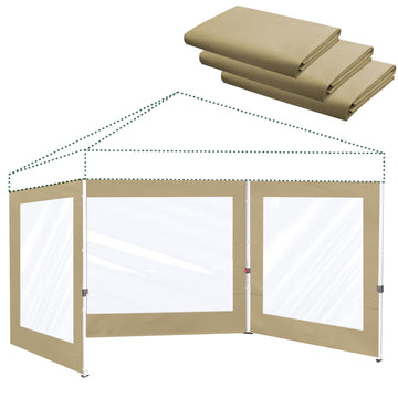 Clear Canopy Sidewalls for 10x10 Pop Up Tent, Light Khaki