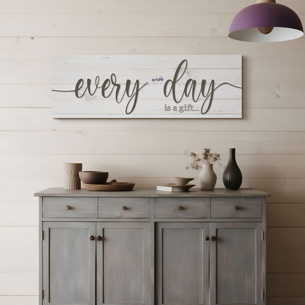 Every Day is a Gift Signs Wall Decor Inspirational Quotes Wall Plaques Family Home Framed Wall Art Vintage Farmhouse