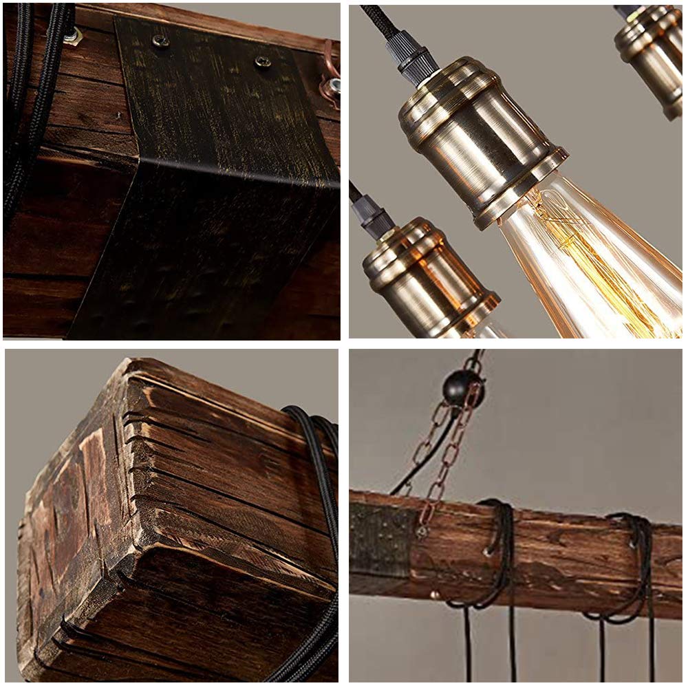8-Lights Rustic Farmhouse Wood Beam Chandeliers