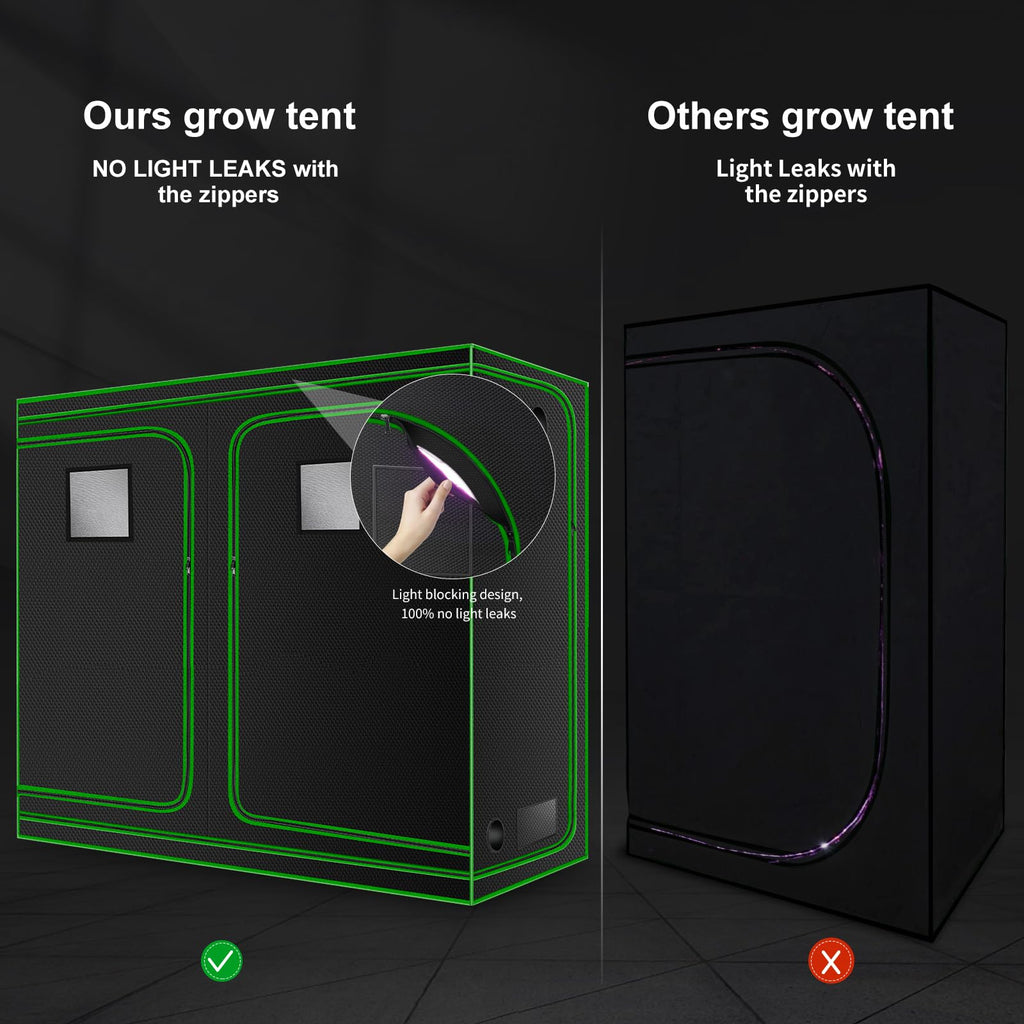 4x8 Grow Tent, 96"x48"x80" High Reflective 600D Diamond Mylar Canvas with Observation Window and Floor Tray for