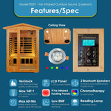 Saunas 902V Far Infrared Sauna, Outdoor Wooden Dry Sauna Low EMF (Hemlock Wood, 2-Person Size)