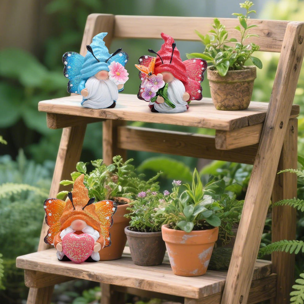 3PCS Spring Butterfly Gnomes Decorations Butterfly Elves Ornaments Scandinavian Tomte Elf Figurines Decor, Porch