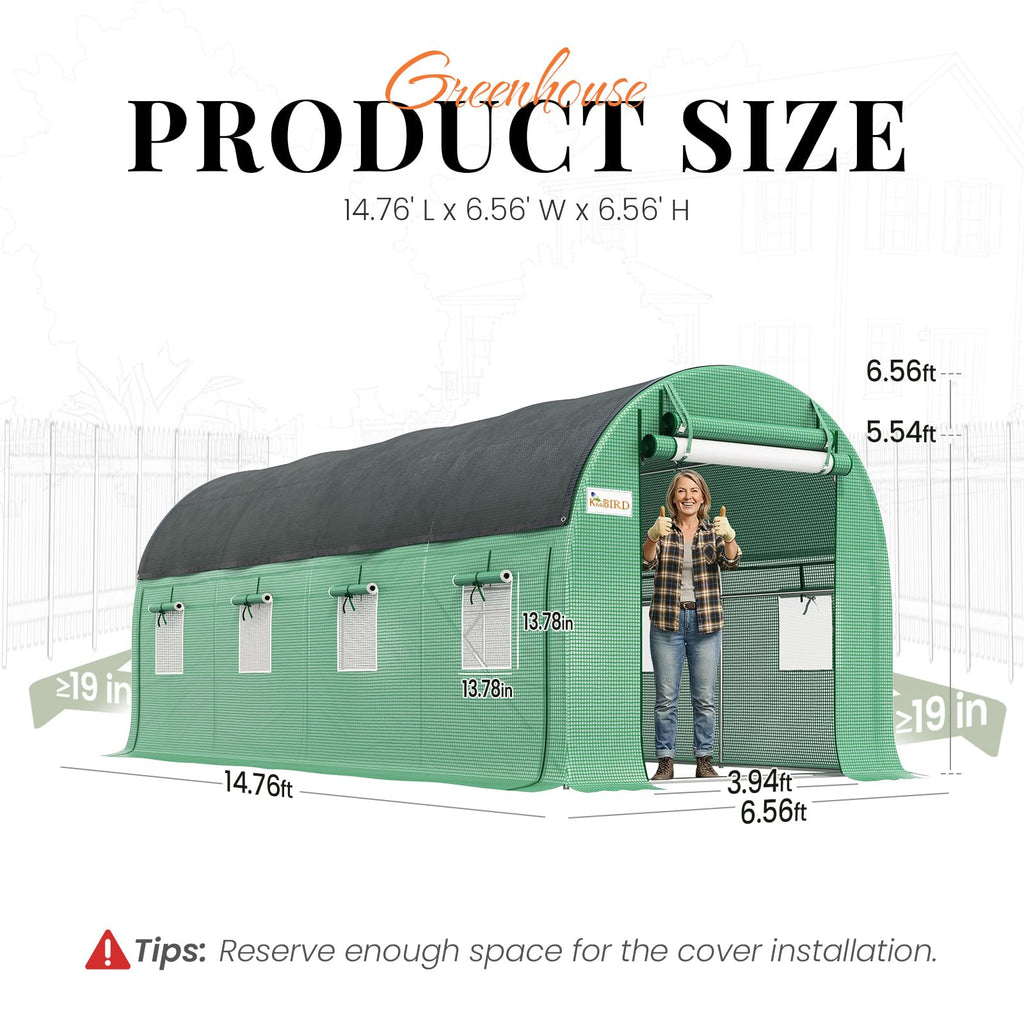 Premium 15x7x7 FT Greenhouse for Outdoors, Large Heavy Duty