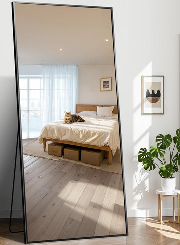 78"x35" Floor Mirror Full Length - Standing Mirror with Aluminum Alloy Frame, Large Body Mirror , Wall Mounted or