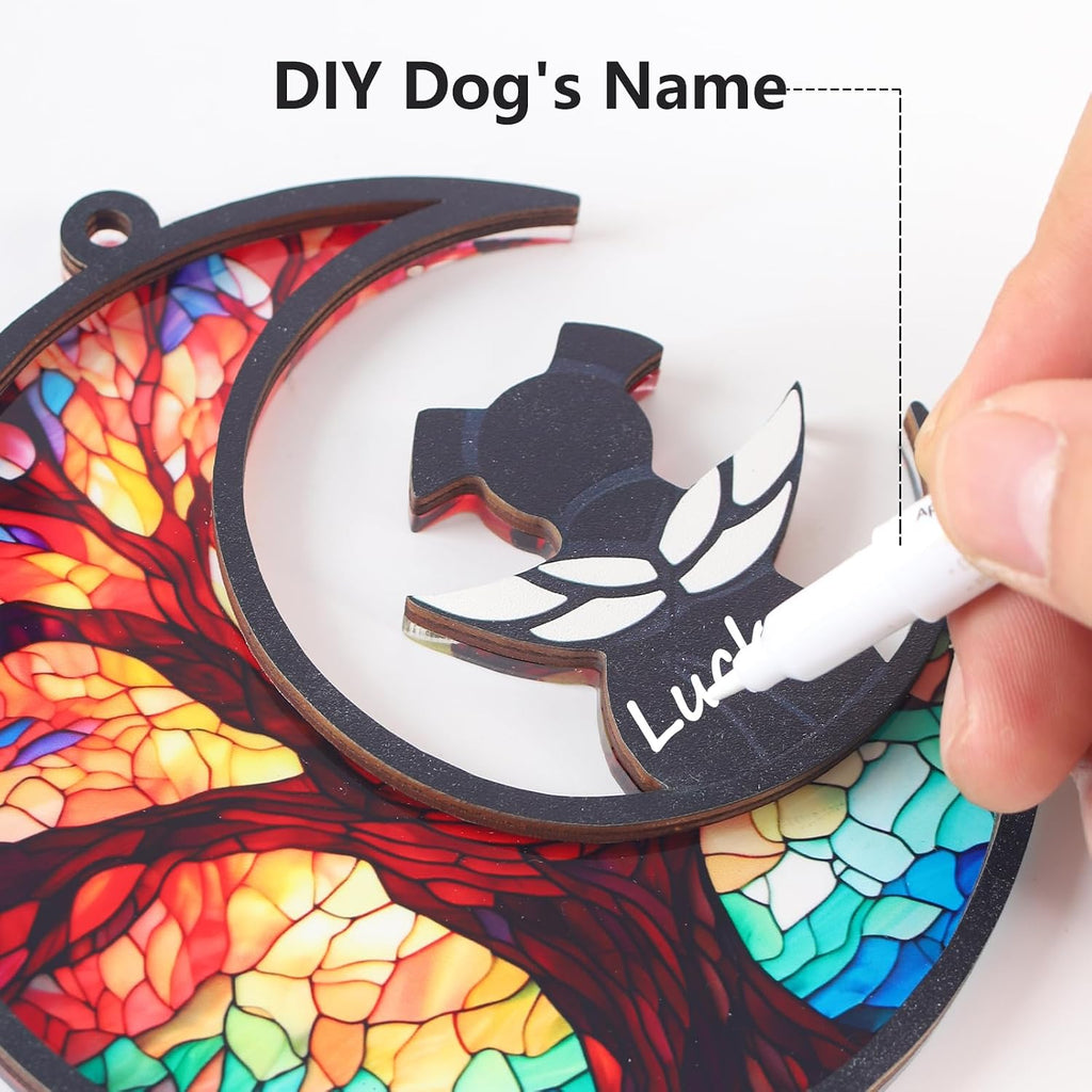 DIY Dog Angel Memorial Suncatcher with Sympathy Card, Memorial Gifts for Loss of Dog Sympathy Gift, Pet