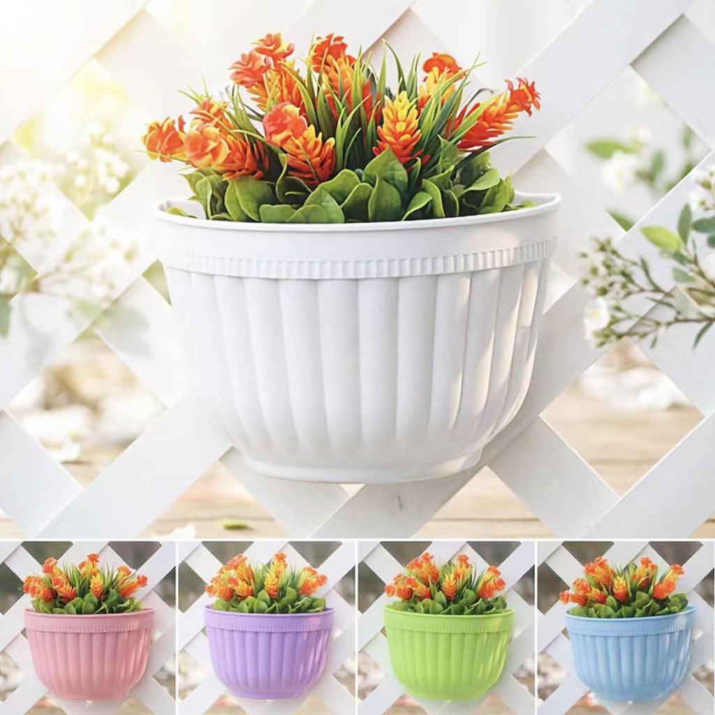 4 Pack White Wall Planter Pots Vertical Living Wall Hanging Planters Wall Mounted Planter Holder with Drainage Hole