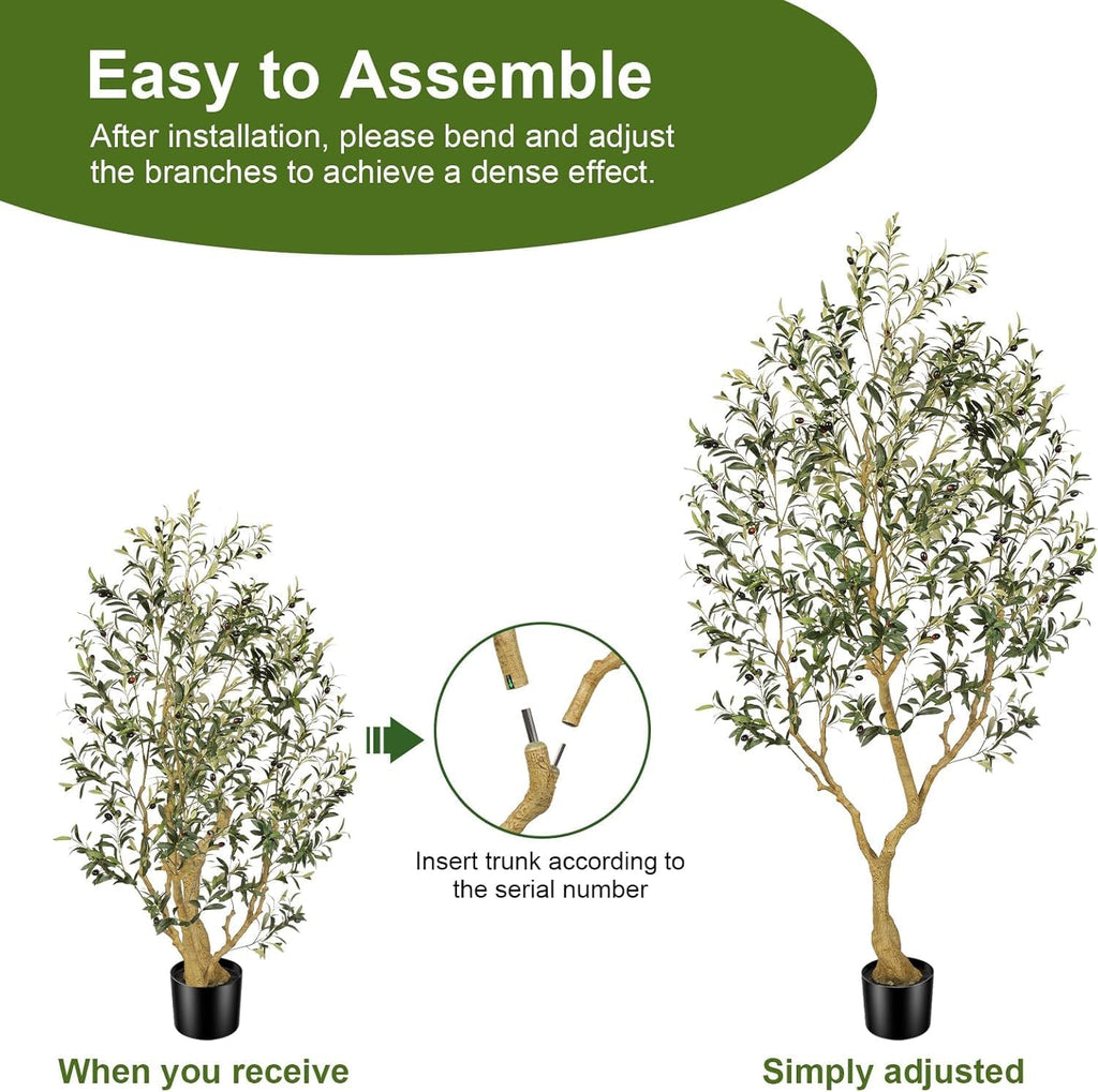Artificial Olive Tree 7FT with Lifelike Trunk & Realistic Olives