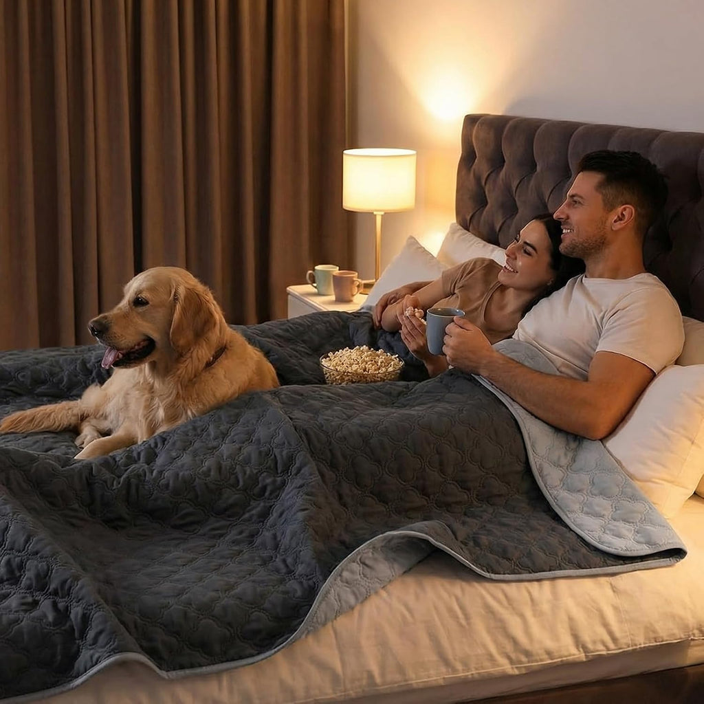 Waterproof Dog Blanket, Couch Cover for Dogs Washable, Reversible Dog Bed Cover. (Dark&Light Grey, 52 X 82 Inch - 1